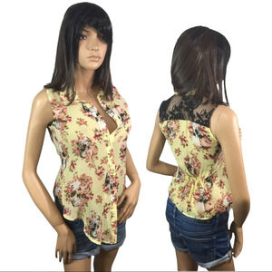 WS914 Penelope Project Sleeveless Floral Blouse S